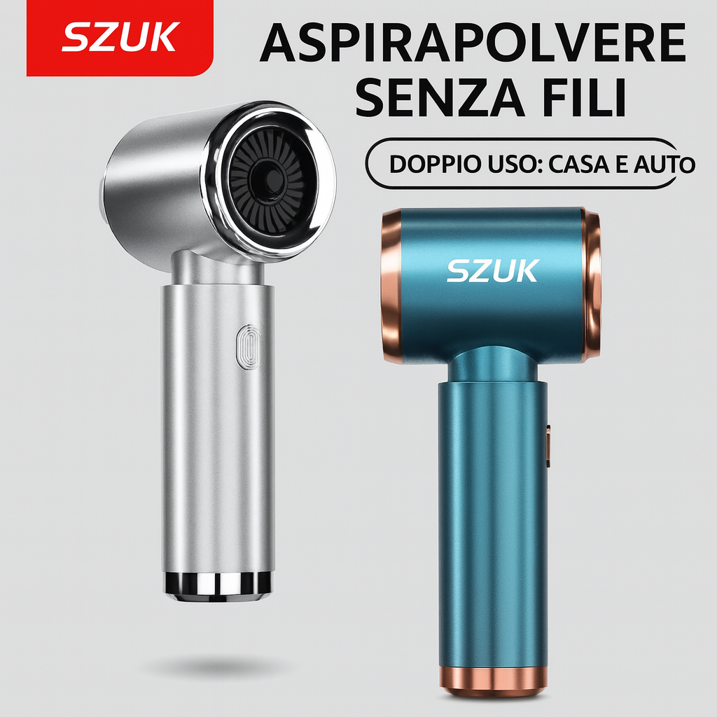 Aspirapolvere Portatile Senza Fili – Potente Aspirazione per Auto, Casa e Tastiera