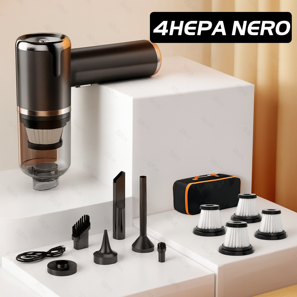 Aspirapolvere Portatile per Auto 120W – Potente, Senza Fili, Ultra-Compatto per Interni Auto e Casa