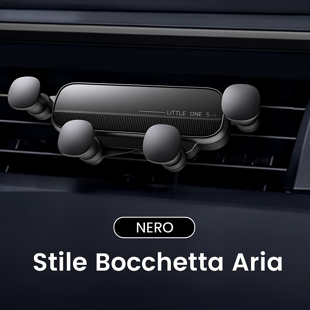 Supporto per Telefono da Auto – Design Compatto, Stile Bocchetta d’Aria, Rotazione 360°, Compatibile con Tutti i Telefoni