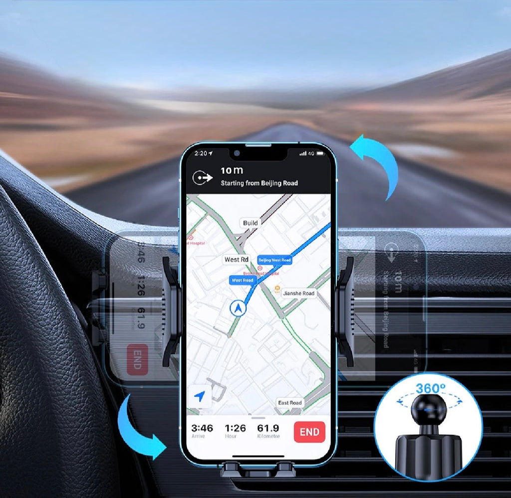 Supporto Telefono Auto TOPK – Rotazione 360°, Installazione a Bocchetta d’Aria