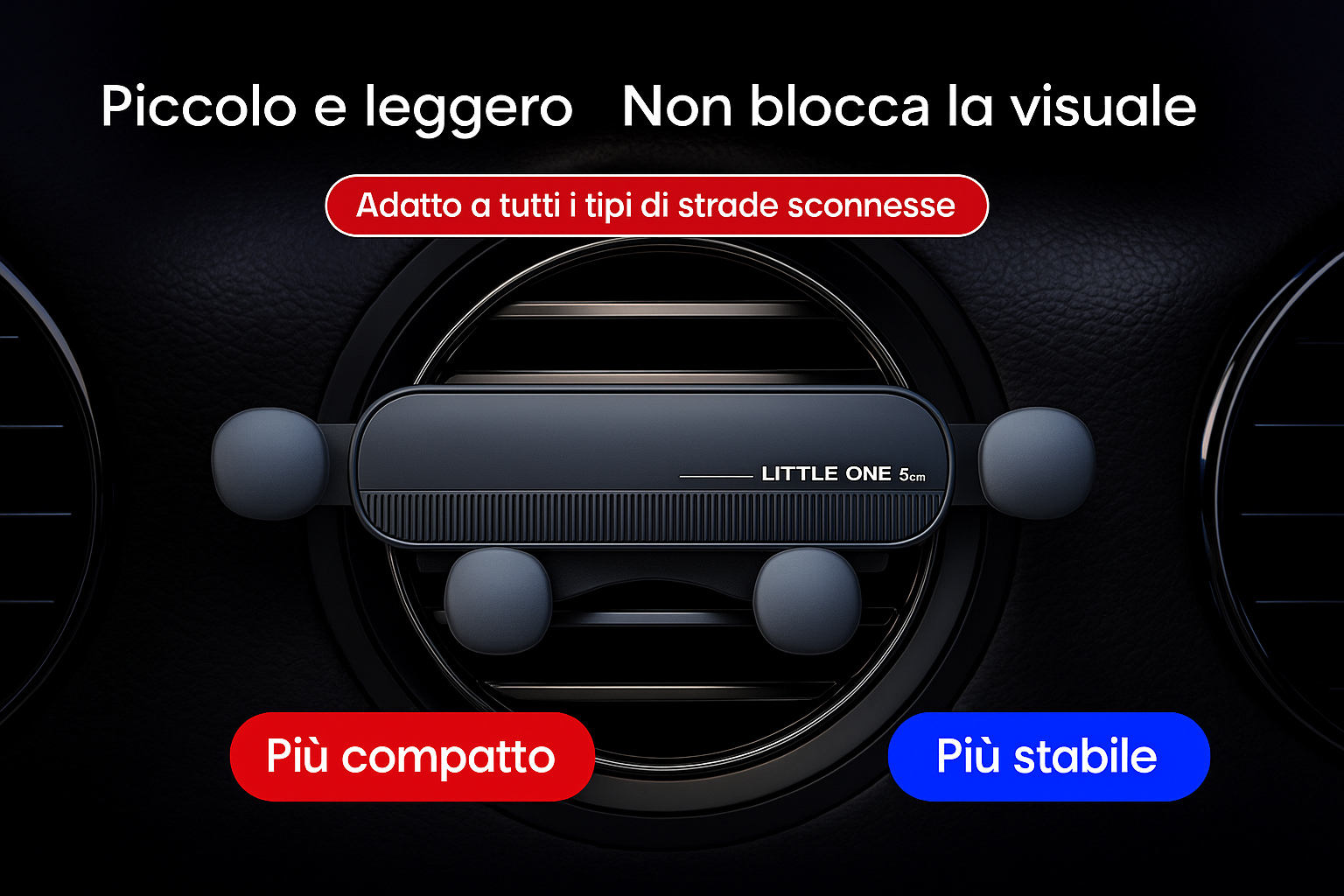 Supporto per Telefono da Auto – Design Compatto, Stile Bocchetta d’Aria, Rotazione 360°, Compatibile con Tutti i Telefoni