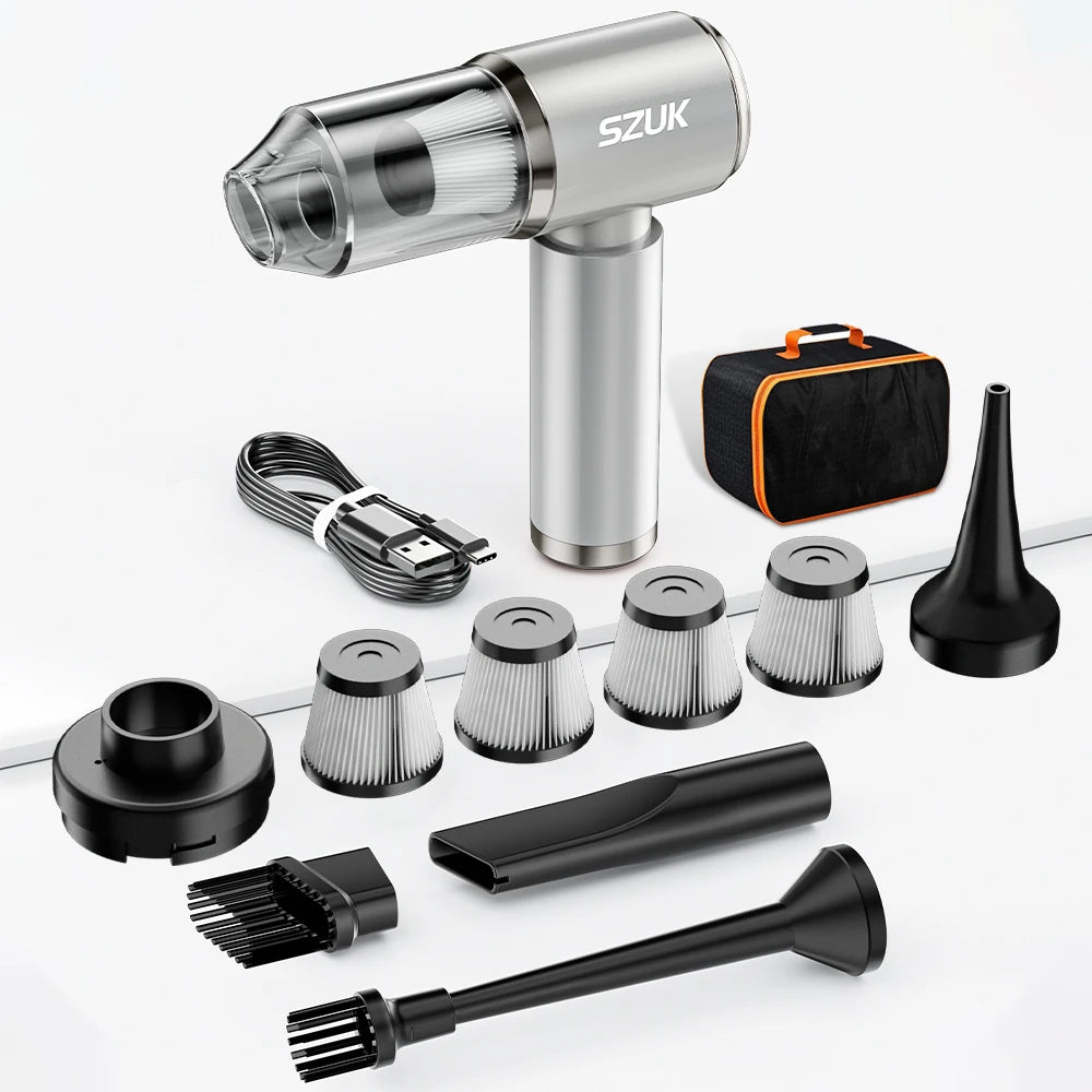 Aspirapolvere Portatile Senza Fili – Potente Aspirazione per Auto, Casa e Tastiera